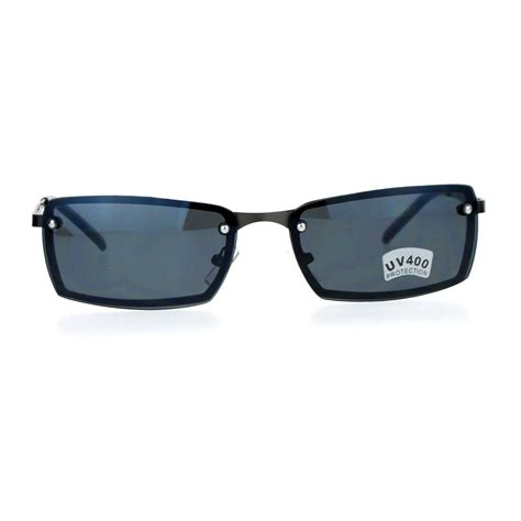 rimless rectangle sunglasses mens|men's narrow rectangular sunglasses.